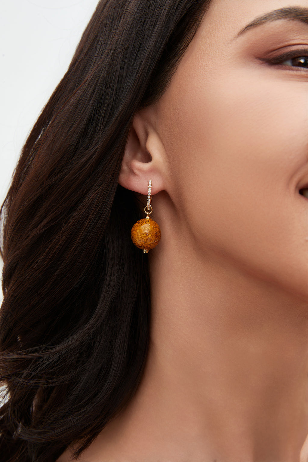 【Lacquer】D buckle lacquered beads handmade earrings