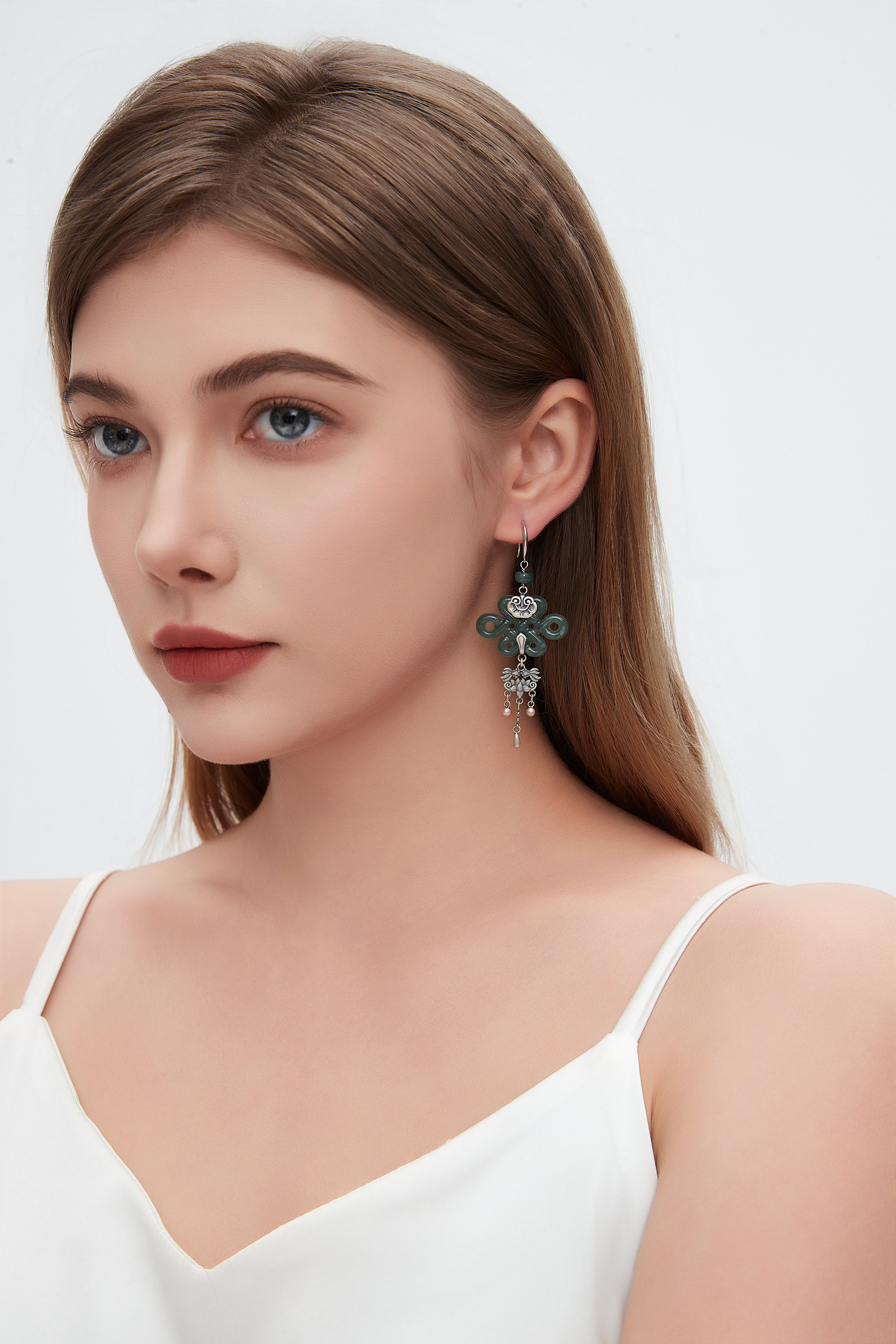 【HAN MO】Chinese knot original jade earrings