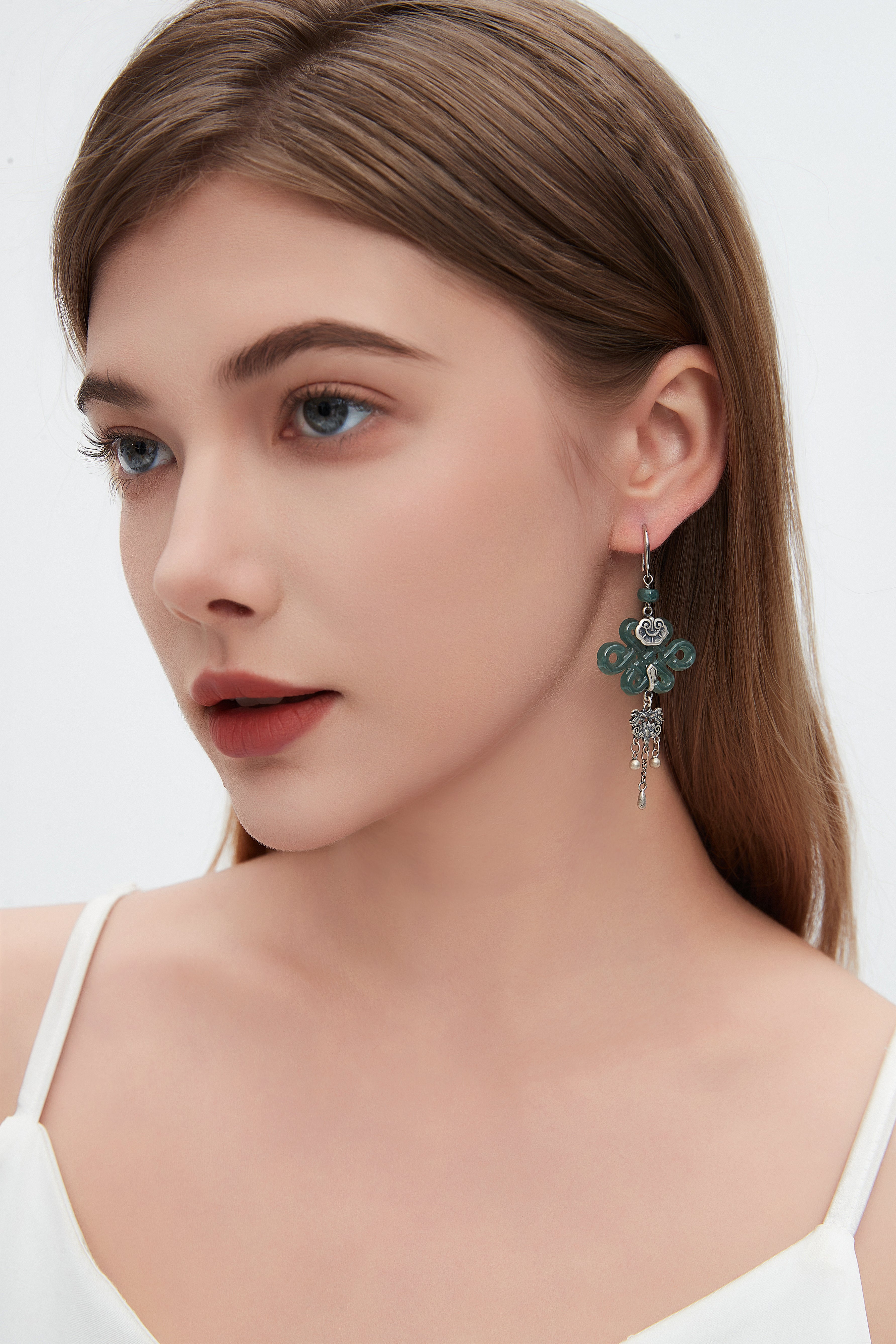 【HAN MO】Chinese knot original jade earrings