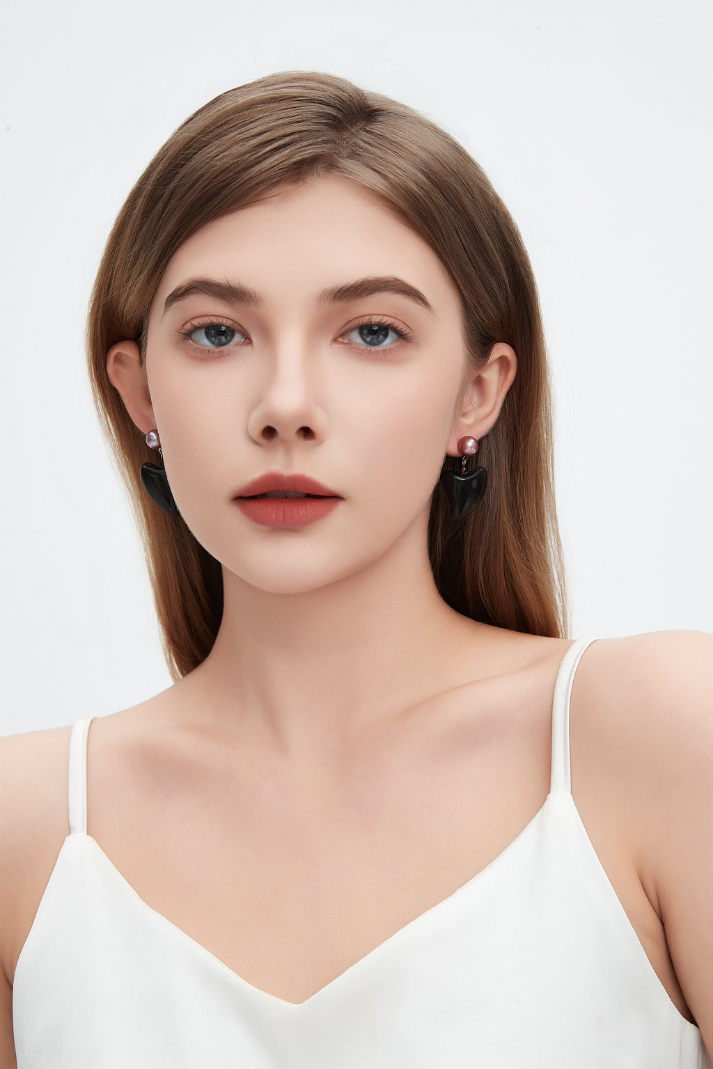 【YI MO】Black diamond horn pearl original design handmade earrings