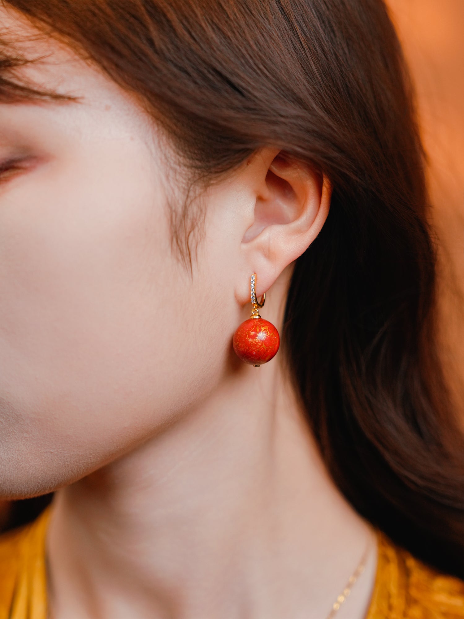 【Lacquer】D buckle lacquered beads handmade earrings