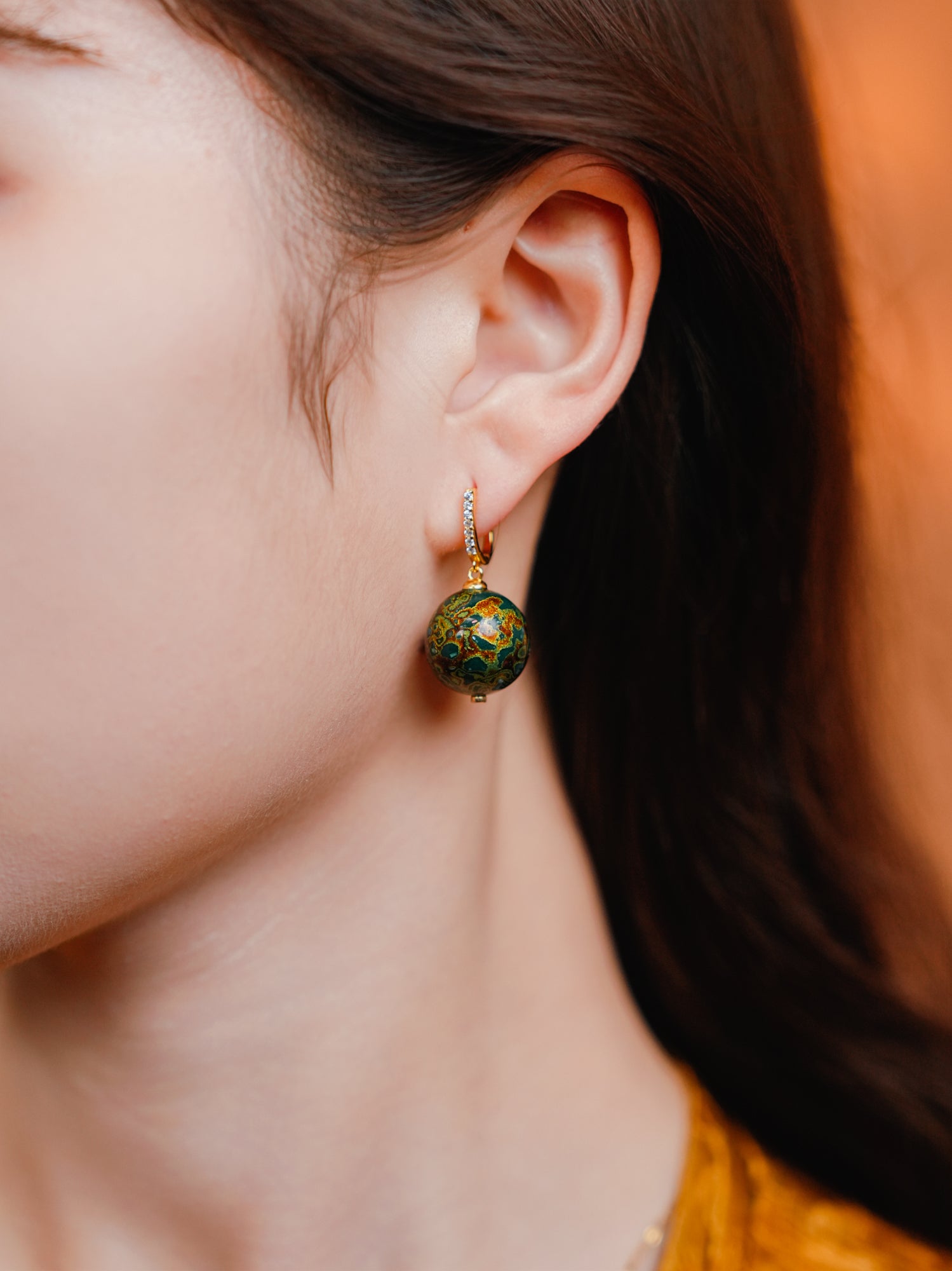 【Lacquer】D buckle lacquered beads handmade earrings