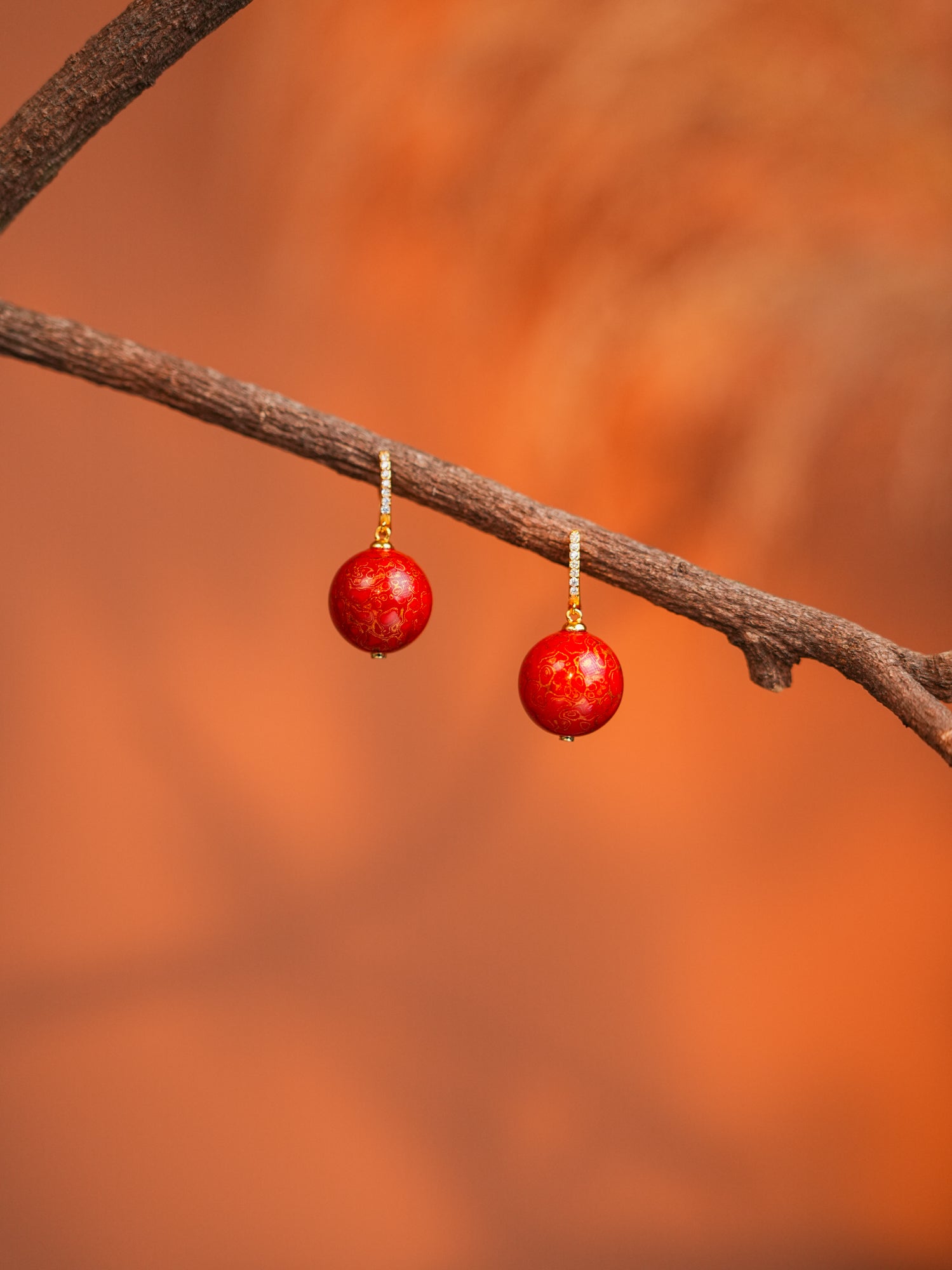 【Lacquer】D buckle lacquered beads handmade earrings