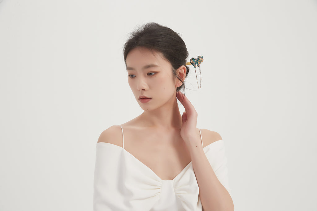 【pianpian】Cold enamel handmade horn hairpin