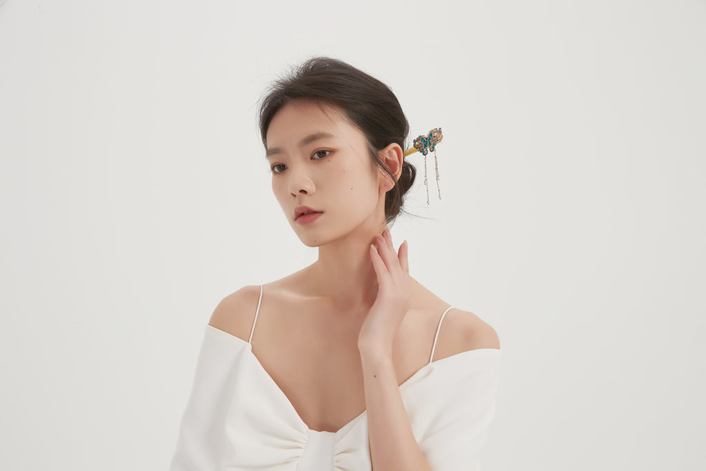 【pianpian】Cold enamel handmade horn hairpin